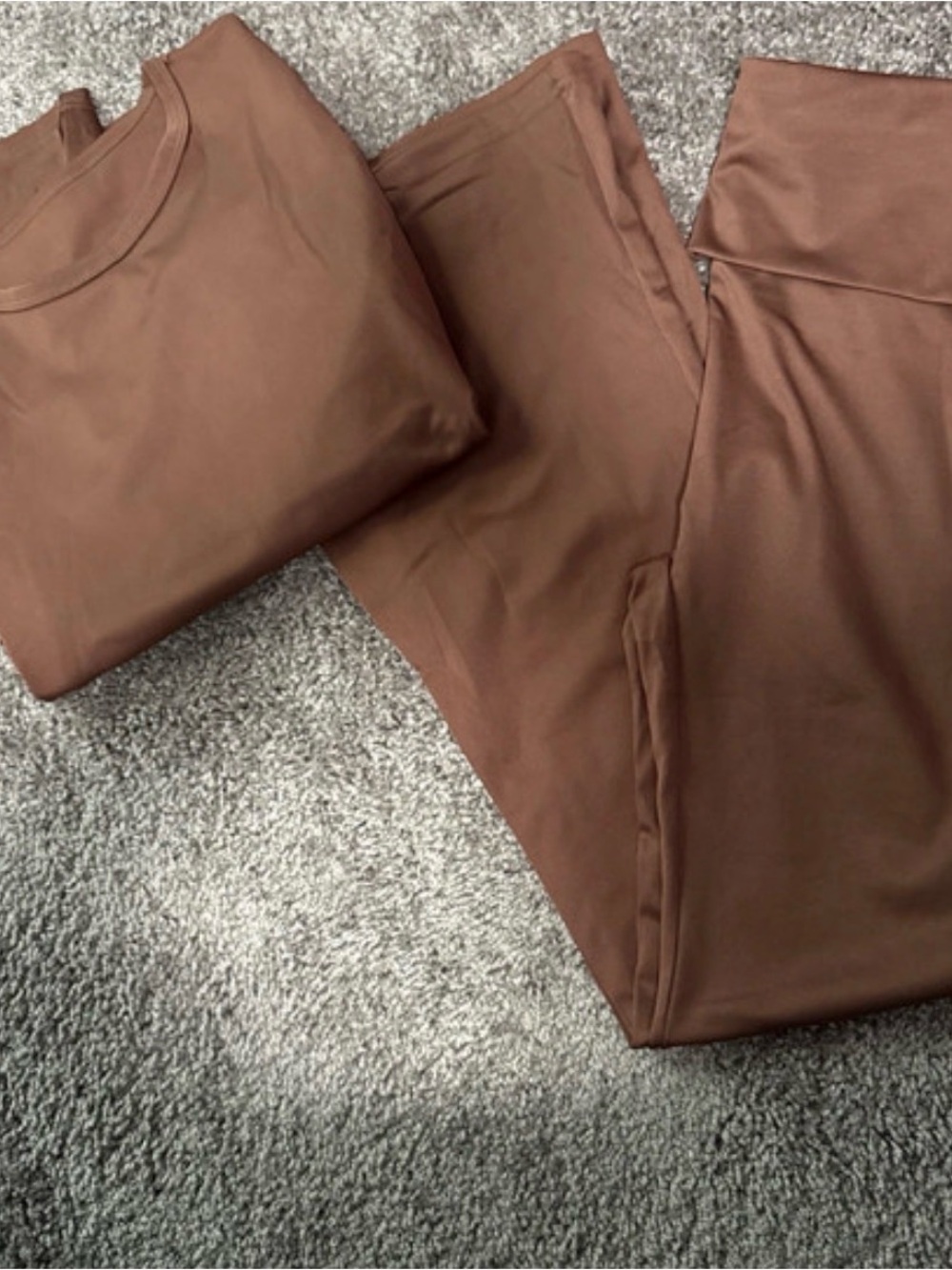 Brown Long Sleeve Top & Leggings Matching Set